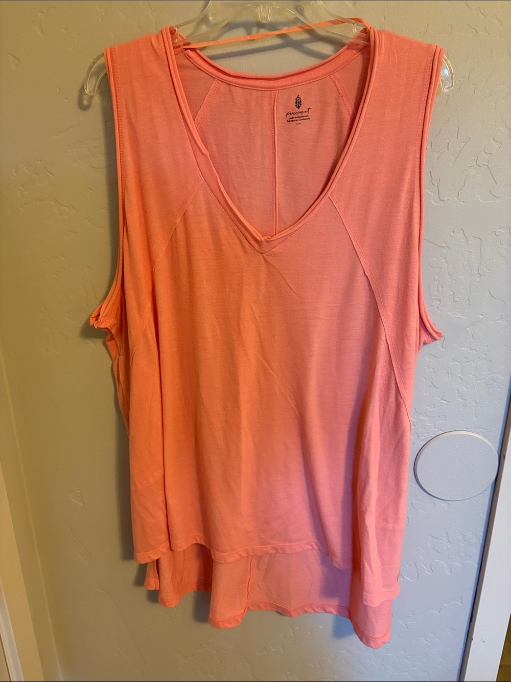 Free People Coral V-Neck Sleeveless Tunic Tank